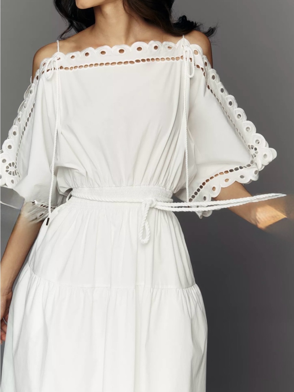 MARE MARE COLD-SHOULDER EYELET MIDI DRESS - Picture 3 of 4